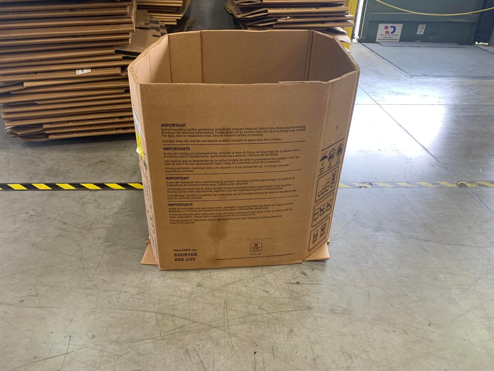 5 PLY Octagon Bulk Cardboard Bins With Slip Sheets  - Orlando FL 32808